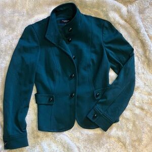 Talbots Forest Green Mandarin Collar Blazer Size 2